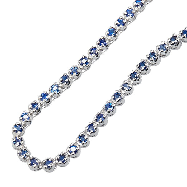 K18WG ホワイトゴールド サファイア10.46ct テニスチェーン ネックレス レディース 【中古】