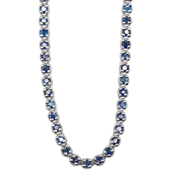 K18WG ホワイトゴールド サファイア10.46ct テニスチェーン ネックレス レディース 【中古】