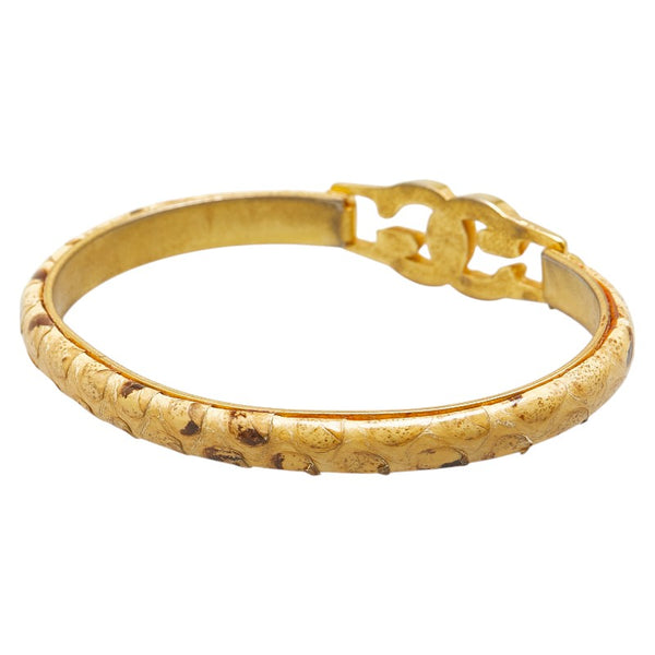 グッチ インターロッキングG ブレスレット ベージュ ゴールド パイソン メッキ レディース GUCCI 【中古】