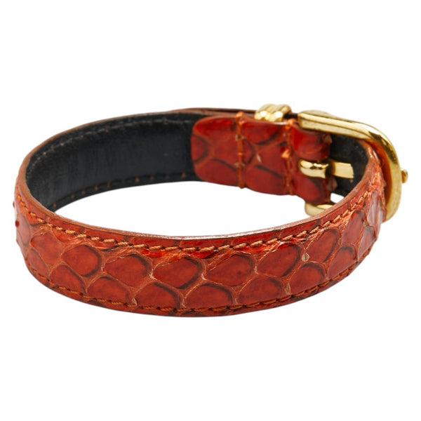 プラダ パイソン型押し ベルト ブレスレット レッド系 レザー レディース PRADA 【中古】