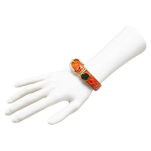 プラダ パイソン型押し ベルト ブレスレット レッド系 レザー レディース PRADA 【中古】