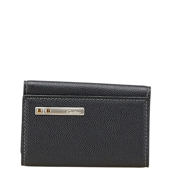 カルティエ ロゴプレート キーケース 6連 ブラック レザー メンズ CARTIER 【中古】