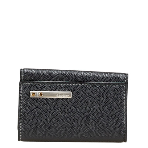 カルティエ ロゴプレート キーケース 6連 ブラック レザー メンズ CARTIER 【中古】