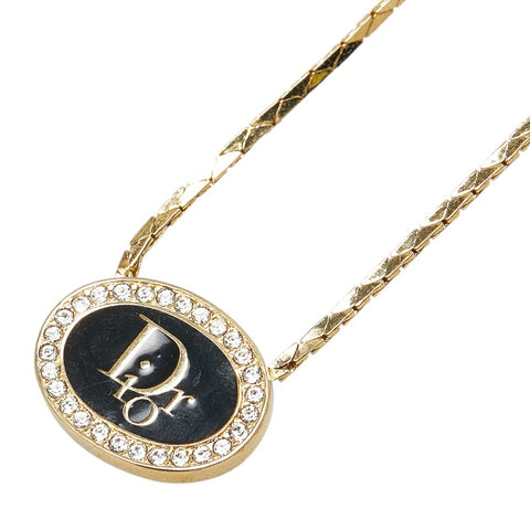 クリスチャンディオール オーバルブリーク ペンダントネックレス ゴールド メッキ ラインストーン レディース Christian Dior 【中古】