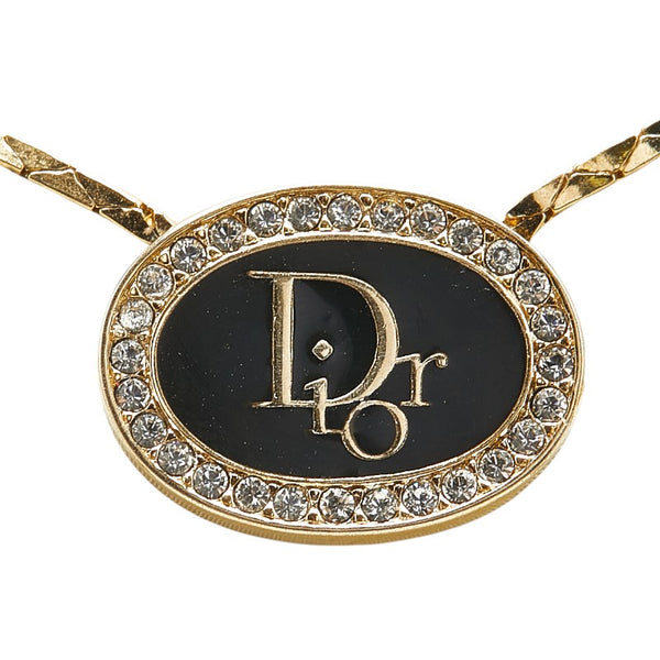 クリスチャンディオール オーバルブリーク ペンダントネックレス ゴールド メッキ ラインストーン レディース Christian Dior 【中古】