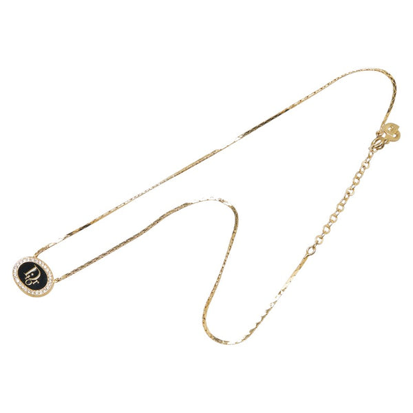 クリスチャンディオール オーバルブリーク ペンダントネックレス ゴールド メッキ ラインストーン レディース Christian Dior 【中古】