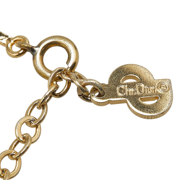 クリスチャンディオール オーバルブリーク ペンダントネックレス ゴールド メッキ ラインストーン レディース Christian Dior 【中古】