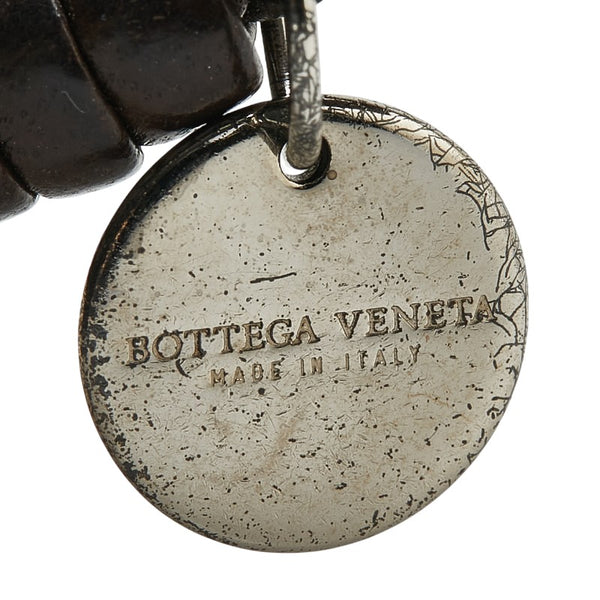 ボッテガヴェネタ イントレチャート ブレスレット ブラウン レザー SV925 シルバー レディース BOTTEGAVENETA 【中古】
