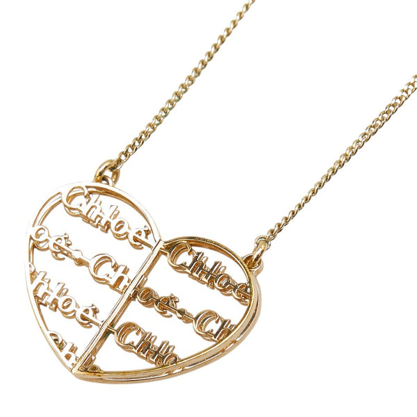 クロエ ロゴ ハート モチーフ ネックレス ゴールド メッキ レディース Chloe 【中古】