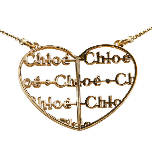 クロエ ロゴ ハート モチーフ ネックレス ゴールド メッキ レディース Chloe 【中古】