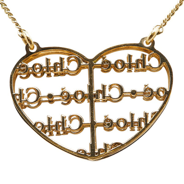 クロエ ロゴ ハート モチーフ ネックレス ゴールド メッキ レディース Chloe 【中古】