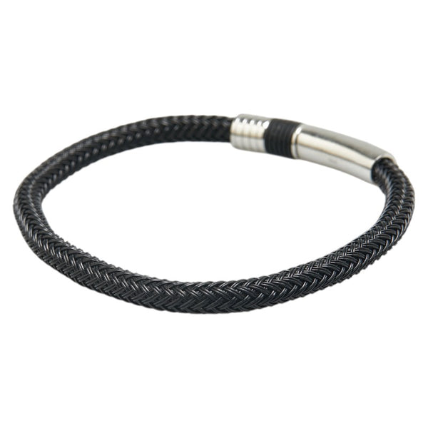 アルマーニ ブレスレット ブラック シルバー ステンレススチール ファイバー メンズ ARMANI 【中古】