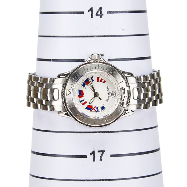 コルム メモタイム セイブ ザ シー 腕時計 クオーツ ホワイト文字盤 ステンレススチール ソフィアクリスタル レディース CORUM 【中古】