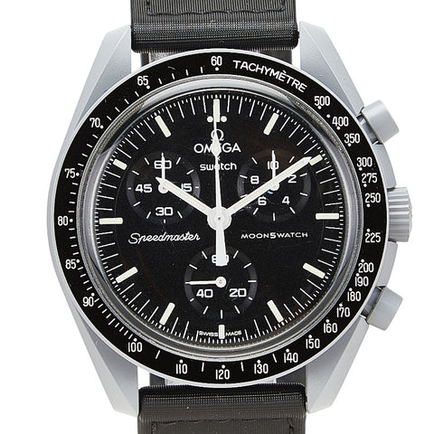 オメガ ×スウォッチ ムーンスウォッチ MISSION TO THE MOON 腕時計 SO33M100 クオーツ ブラック文字盤 セラミック ナイロン メンズ OMEGA 【中古】