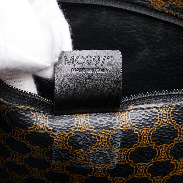 セリーヌ マカダム トートバッグ ハンドバッグ ブラック ブラウン PVC レザー レディース CELINE 【中古】
