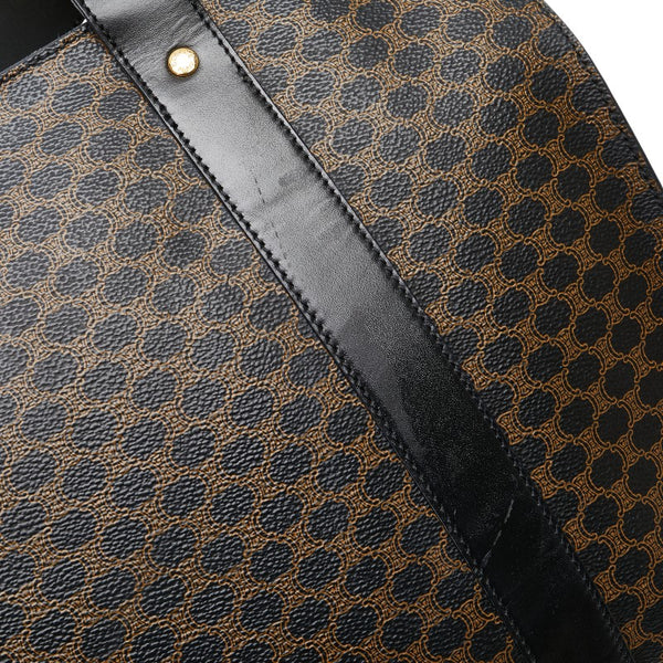 セリーヌ マカダム トートバッグ ハンドバッグ ブラック ブラウン PVC レザー レディース CELINE 【中古】