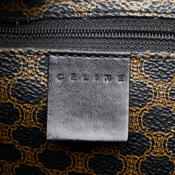 セリーヌ マカダム トートバッグ ハンドバッグ ブラック ブラウン PVC レザー レディース CELINE 【中古】