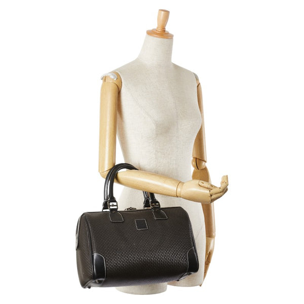 バリー Bロゴ ハンドバッグ ミニボストンバッグ ブラウン ブラック レザー レディース BALLY 【中古】