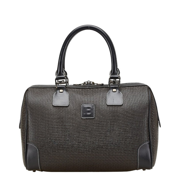 バリー Bロゴ ハンドバッグ ミニボストンバッグ ブラウン ブラック レザー レディース BALLY 【中古】