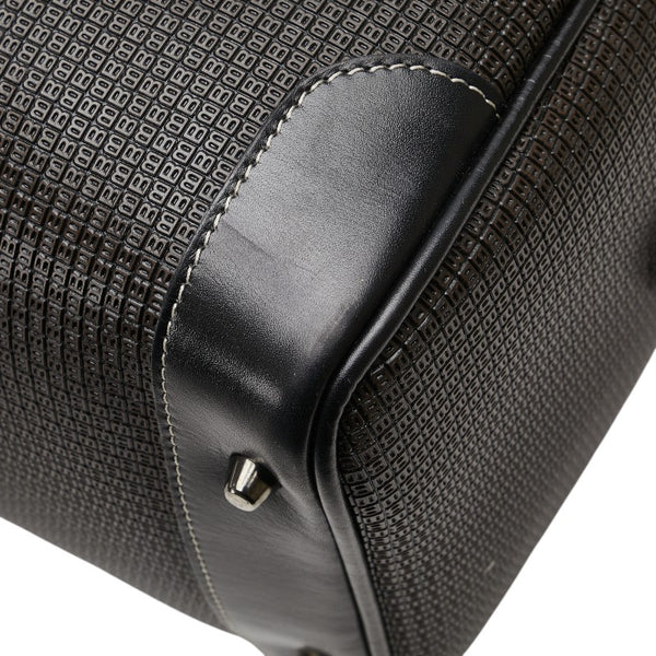 バリー Bロゴ ハンドバッグ ミニボストンバッグ ブラウン ブラック レザー レディース BALLY 【中古】