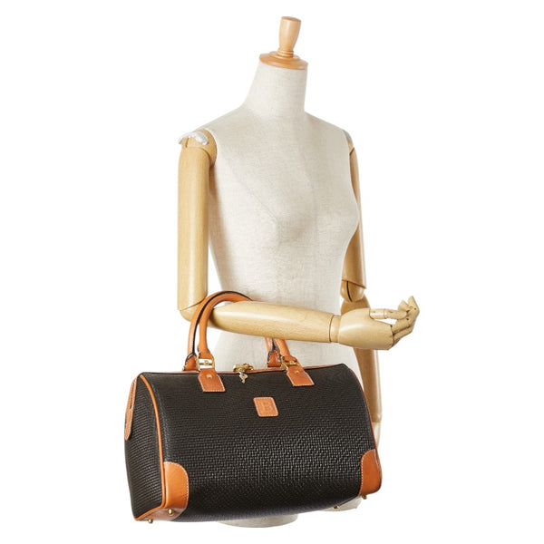 バリー ロゴ ハンドバッグ ボストンバッグ ブラウン レザー レディース BALLY 【中古】