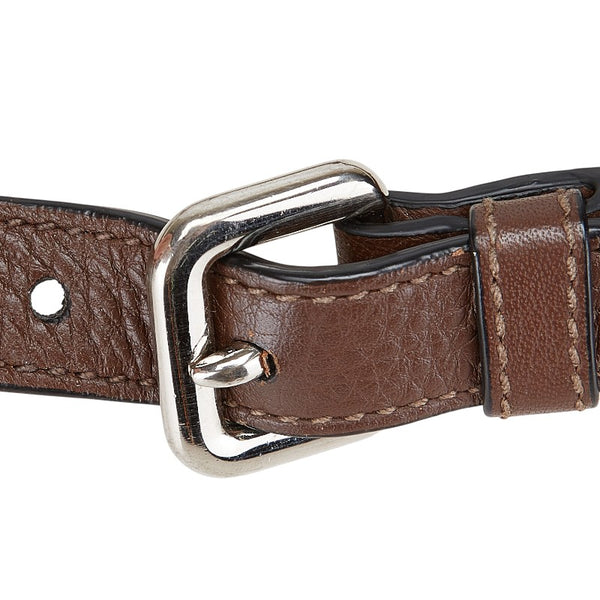 プラダ ショルダーストラップ ブラウン レザー レディース PRADA 【中古】