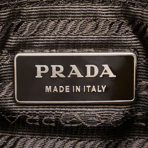 プラダ 三角ロゴプレート ハンドバッグ ブラウン マルチカラー ウール レザー レディース PRADA 【中古】