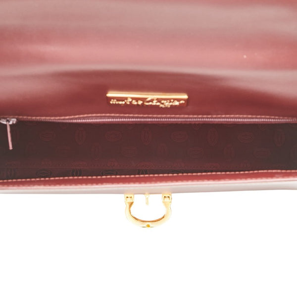 カルティエ マストライン ハンドバッグ ワインレッド ボルドー レザー レディース CARTIER 【中古】