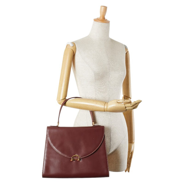 カルティエ マストライン ハンドバッグ ワインレッド ボルドー レザー レディース CARTIER 【中古】