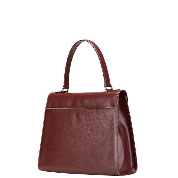 カルティエ マストライン ハンドバッグ ワインレッド ボルドー レザー レディース CARTIER 【中古】