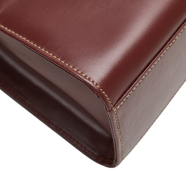 カルティエ マストライン ハンドバッグ ワインレッド ボルドー レザー レディース CARTIER 【中古】