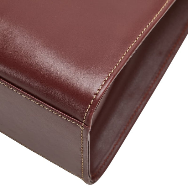 カルティエ マストライン ハンドバッグ ワインレッド ボルドー レザー レディース CARTIER 【中古】