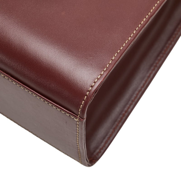 カルティエ マストライン ハンドバッグ ワインレッド ボルドー レザー レディース CARTIER 【中古】