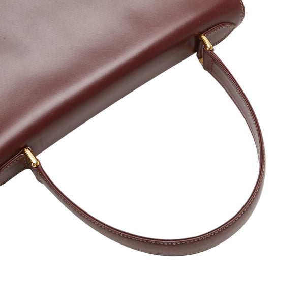 カルティエ マストライン ハンドバッグ ワインレッド ボルドー レザー レディース CARTIER 【中古】