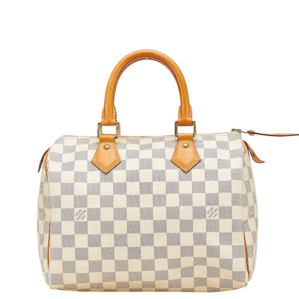 ルイ ヴィトン ダミエ アズール スピーディ25 ハンドバッグ N41534 ホワイト PVC レザー レディース LOUIS VUITTON 【中古】