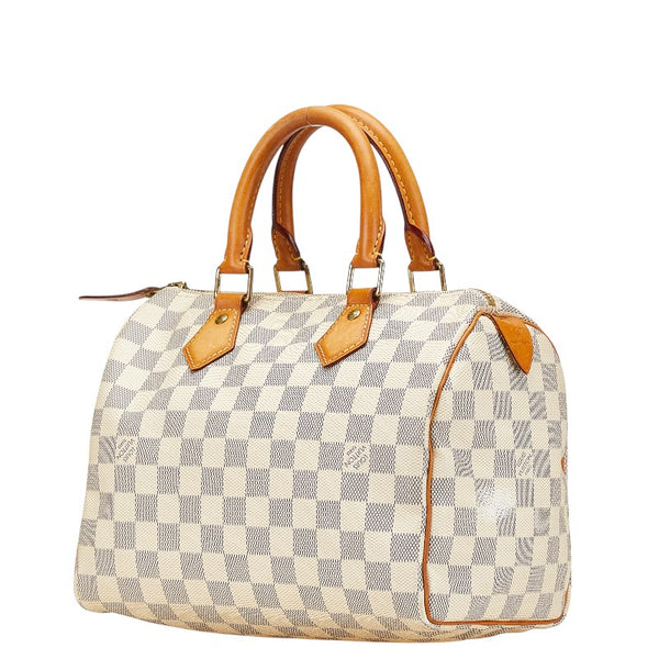 ルイ ヴィトン ダミエ アズール スピーディ25 ハンドバッグ N41534 ホワイト PVC レザー レディース LOUIS VUITTON 【中古】