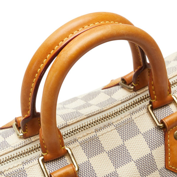 ルイ ヴィトン ダミエ アズール スピーディ25 ハンドバッグ N41534 ホワイト PVC レザー レディース LOUIS VUITTON 【中古】