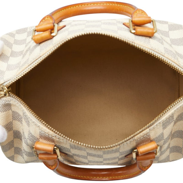 ルイ ヴィトン ダミエ アズール スピーディ25 ハンドバッグ N41534 ホワイト PVC レザー レディース LOUIS VUITTON 【中古】