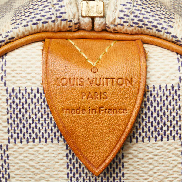 ルイ ヴィトン ダミエ アズール スピーディ25 ハンドバッグ N41534 ホワイト PVC レザー レディース LOUIS VUITTON 【中古】