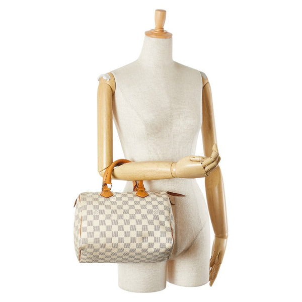 ルイ ヴィトン ダミエ アズール スピーディ25 ハンドバッグ N41534 ホワイト PVC レザー レディース LOUIS VUITTON 【中古】