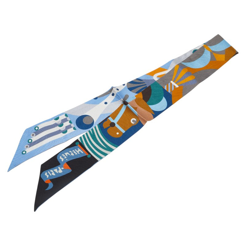 エルメス ツイリー Parade en Fanfare パラード アン ファンファーレ スカーフ ブルー マルチカラー シルク レディース HERMES 【中古】