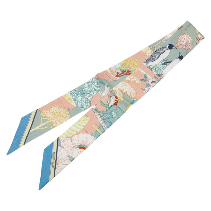エルメス ツイリー PRECIOUS PARADISE ヴェールアマンド スカーフ グリーン シルク レディース HERMES 【中古】