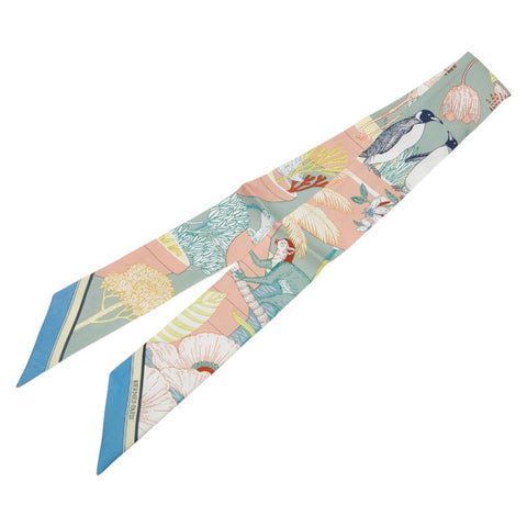 エルメス ツイリー PRECIOUS PARADISE ヴェールアマンド スカーフ グリーン シルク レディース HERMES 【中古】
