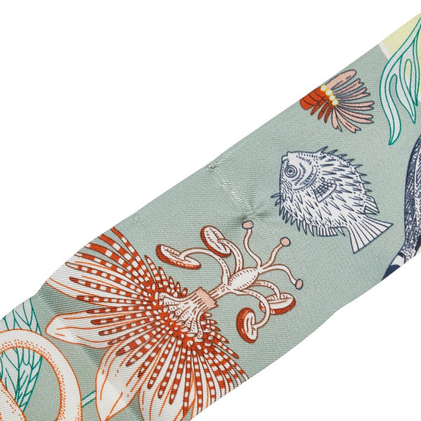 エルメス ツイリー PRECIOUS PARADISE ヴェールアマンド スカーフ グリーン シルク レディース HERMES 【中古】