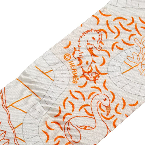 エルメス ツイリー SPLASH PARK スプラッシュパーク スカーフ オレンジ マルチカラー シルク レディース HERMES 【中古】