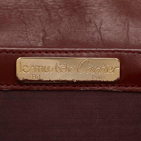 カルティエ マストライン ショルダーバッグ ワインレッド ボルドー レザー レディース CARTIER 【中古】
