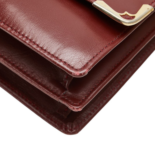 カルティエ マストライン ショルダーバッグ ワインレッド ボルドー レザー レディース CARTIER 【中古】