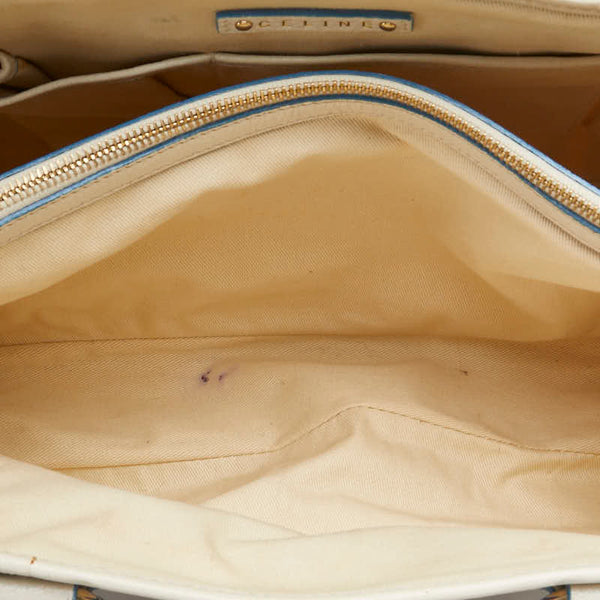 セリーヌ ブギーバッグ ストライプ ハンドバッグ ブルー ホワイト キャンバス レザー レディース CELINE 【中古】