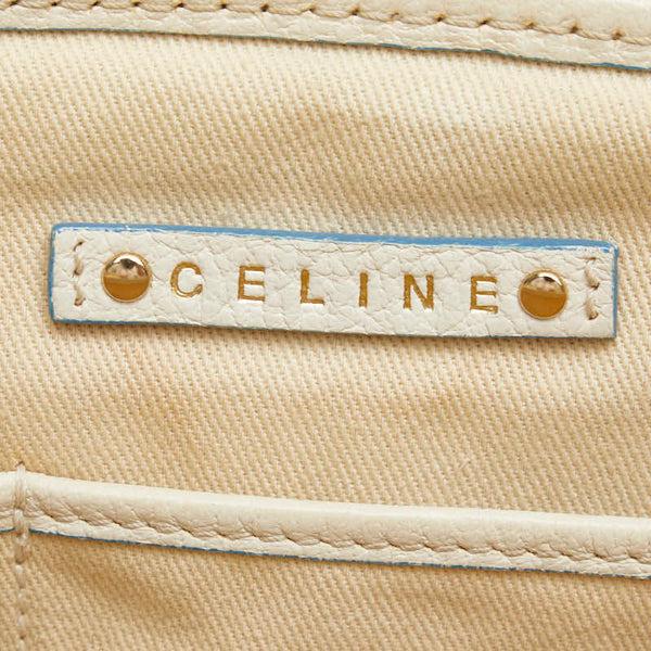 セリーヌ ブギーバッグ ストライプ ハンドバッグ ブルー ホワイト キャンバス レザー レディース CELINE 【中古】