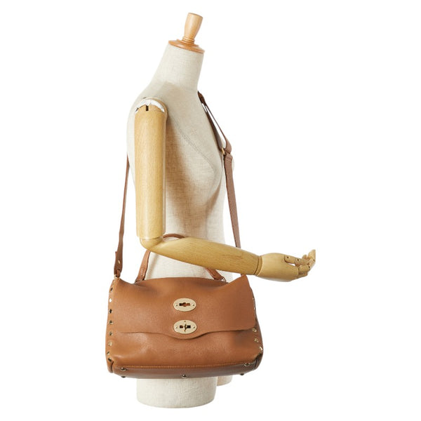 ザネラート ポスティーナ ショルダーバッグ ハンドバッグ 2WAY ブラウン レザー レディース ZANELLATO 【中古】